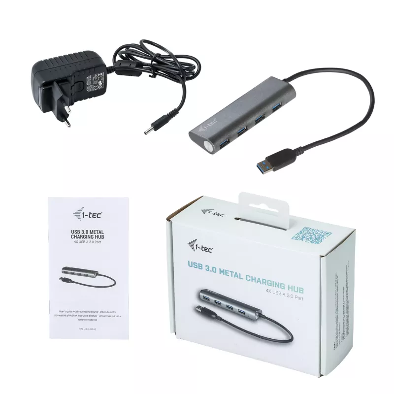 Hub USB i-tec Metal Superspeed USB 3.0 4-porty 5000 Mbit/s Szary