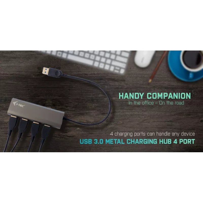 Hub USB i-tec Metal Superspeed USB 3.0 4-porty 5000 Mbit/s Szary