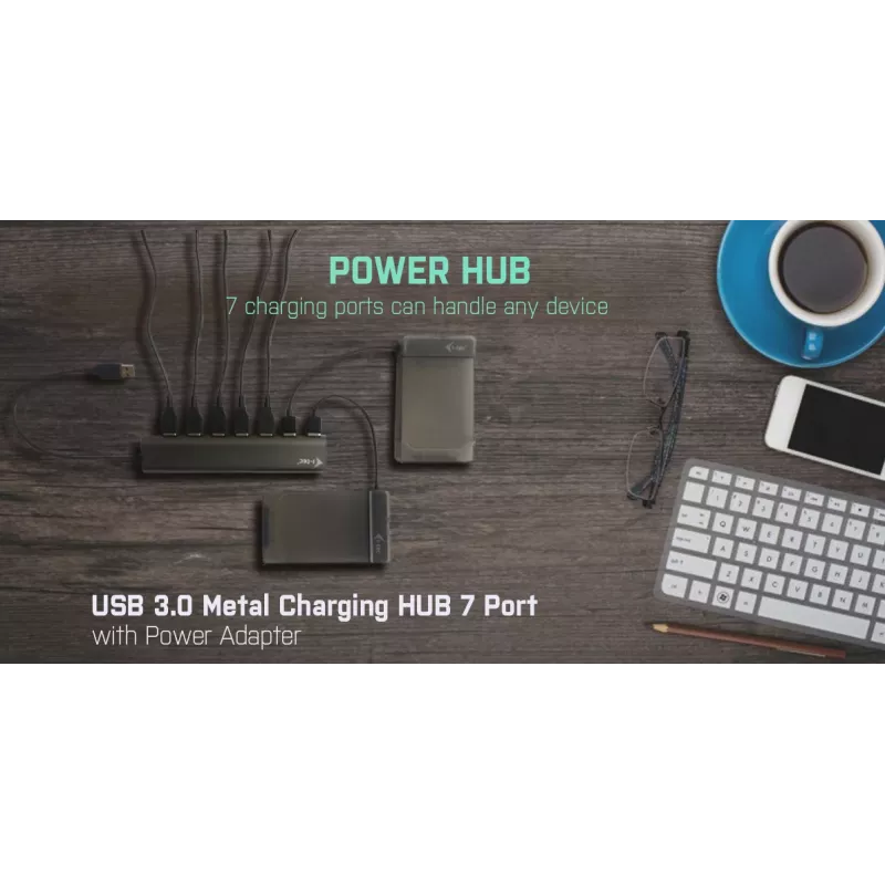 Hub USB 3.0 7-portowy i-tec Metal Superspeed