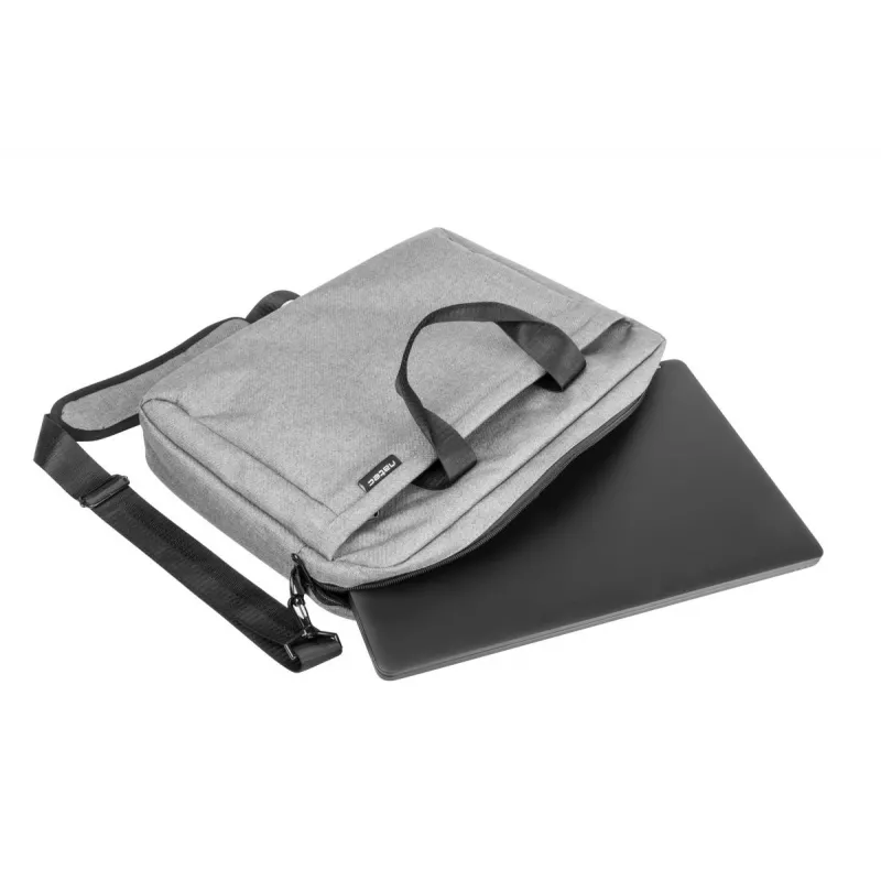 Torba kurierska NATEC Mustela na laptopy do 39,6 cm (15,6 cala), poliester, szara, przednia kieszeń, pasek na ramię