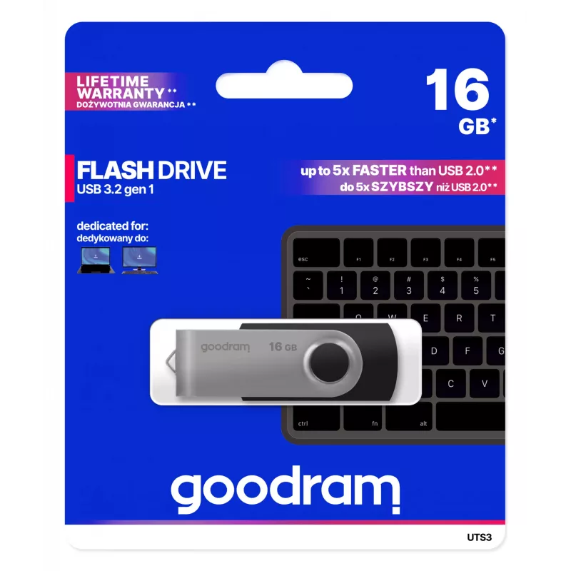 Goodram UTS3 USB flash drive 16 GB USB Type-A 3.2 Gen 1 (3.1 Gen 1) Czarny