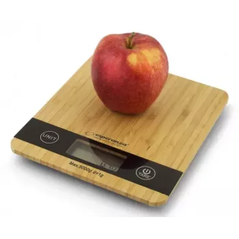 Elektroniczna waga kuchenna ESPERANZA EKS005 — pojemność 5 kg, dokładność 1 g, platforma bambusowa