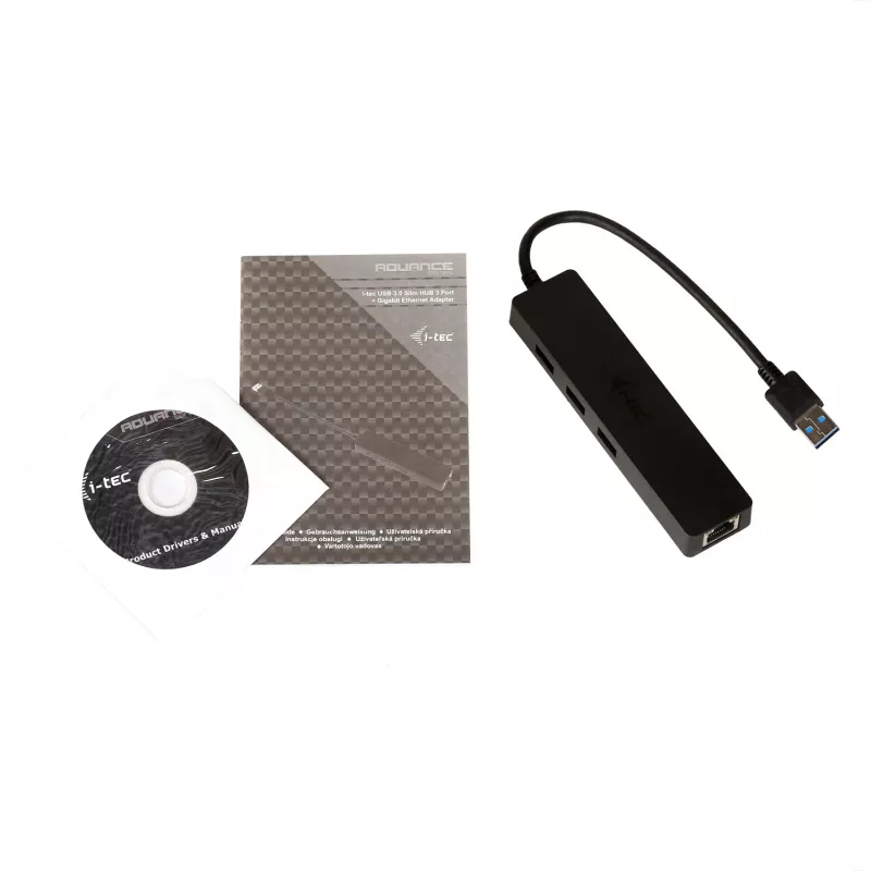 i-tec Advance USB 3.0 cienki HUB 3 Port Gigabit Ethernet Adapter Czarny