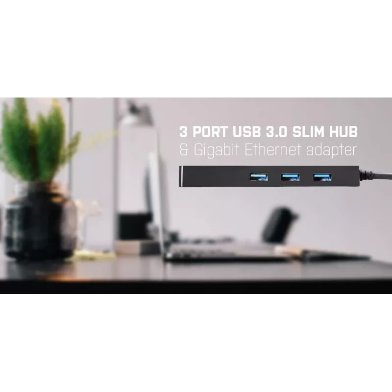 i-tec Advance USB 3.0 cienki HUB 3 Port Gigabit Ethernet Adapter Czarny