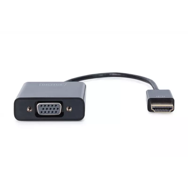 DIGITUS Konwerter HDMI na VGA Typ A - złącze VGA (D-Sub), gniazdo audio 3,5 mm, czarny