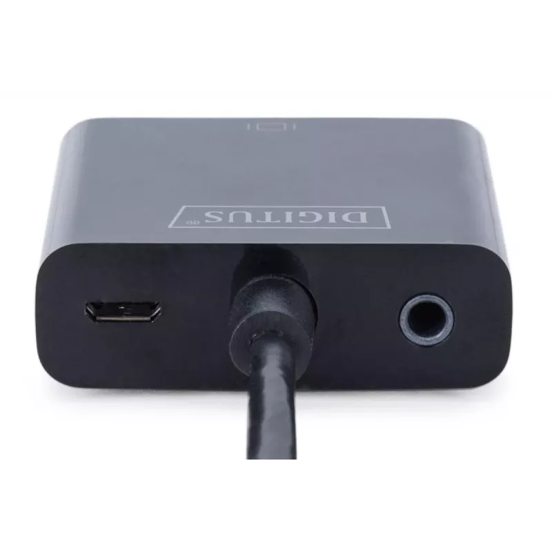 DIGITUS Konwerter HDMI na VGA Typ A - złącze VGA (D-Sub), gniazdo audio 3,5 mm, czarny