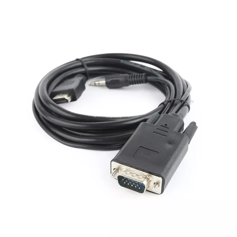 adapter kablowya GEMBIRD HDMI na VGA i audio, pojedynczy port, 1,8 m - czarny