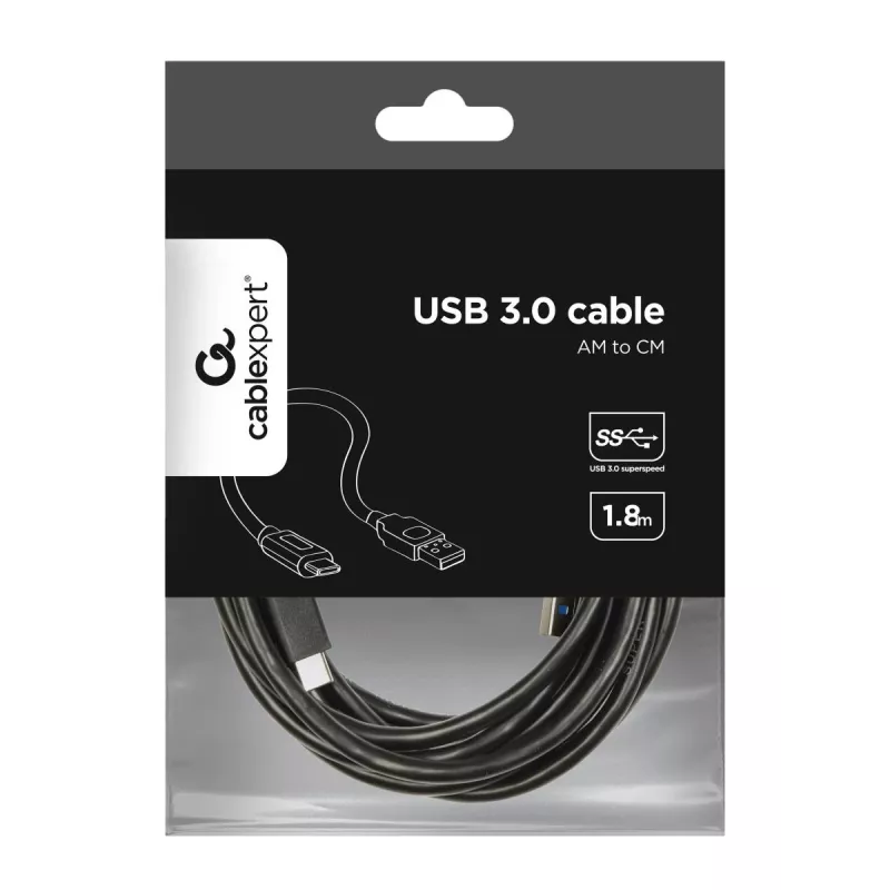Kabel USB Gembird CCP-USB3-AMCM-6 USB 3.2 Gen 1 (USB-C do USB-A) 1,8 m czarny