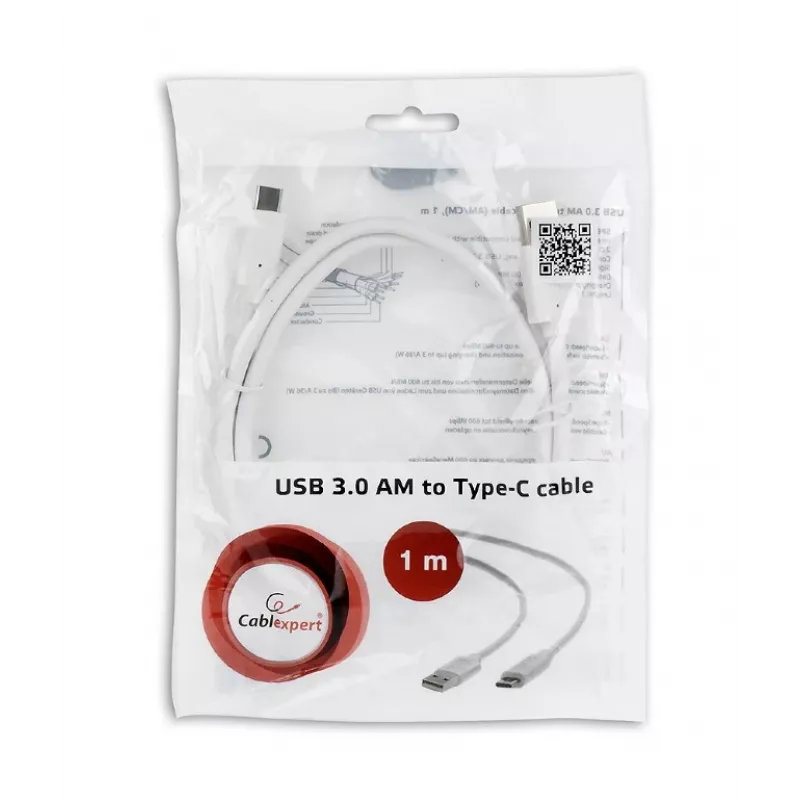 Kabel GEMBIRD USB 3.0 AM do Type-C (AM/CM) 1 m - biały