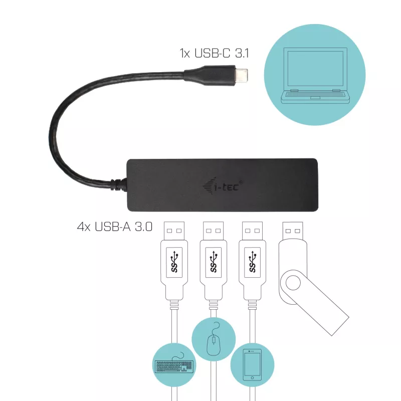 i-tec Advance USB-C cienki Passive HUB 4 Port