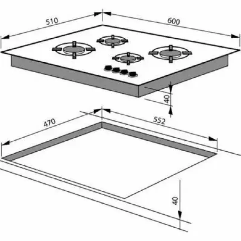 Amica PG6411SR Wbudowana płyta gazowa, 4 strefy, sterowanie mechaniczne