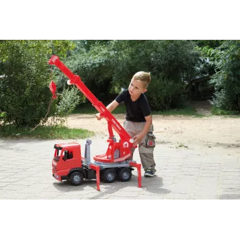Lena GIGA TRUCKS Wóz strażacki z dźwigiem Arocs, Model wozu z dźwigiem, 3 lat(a), Czarny, Szary, Czerwony