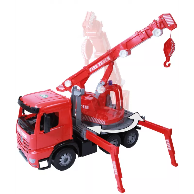 Lena GIGA TRUCKS Wóz strażacki z dźwigiem Arocs, Model wozu z dźwigiem, 3 lat(a), Czarny, Szary, Czerwony