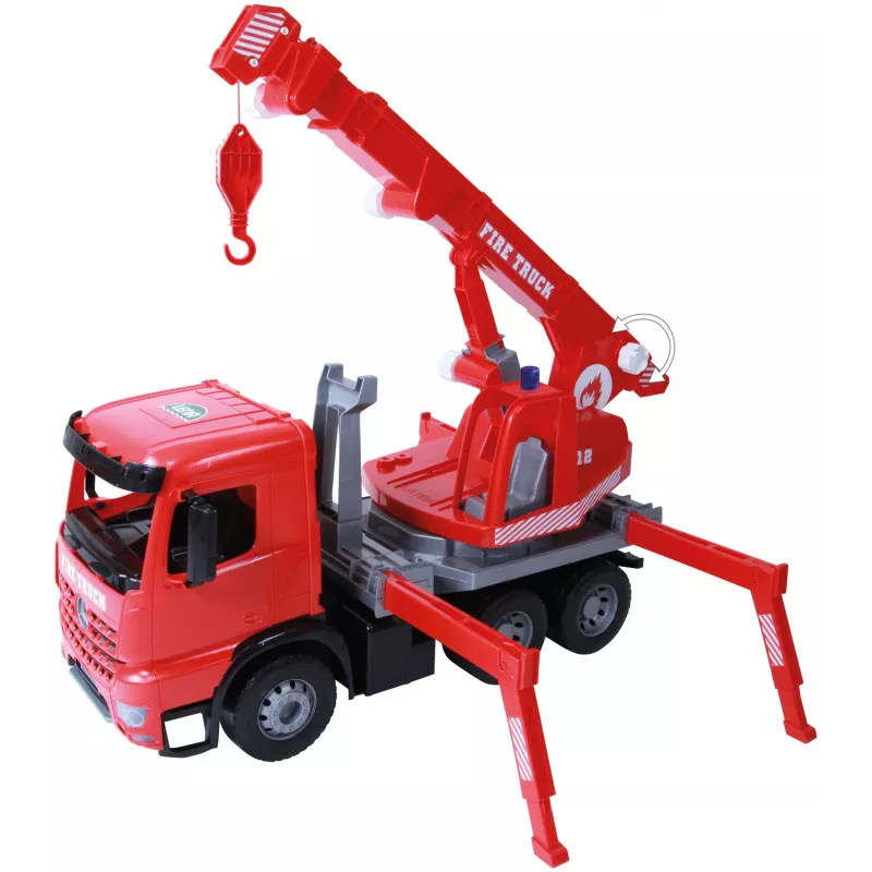 Lena GIGA TRUCKS Wóz strażacki z dźwigiem Arocs, Model wozu z dźwigiem, 3 lat(a), Czarny, Szary, Czerwony