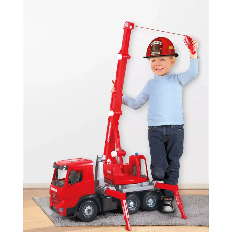 Lena GIGA TRUCKS Wóz strażacki z dźwigiem Arocs, Model wozu z dźwigiem, 3 lat(a), Czarny, Szary, Czerwony