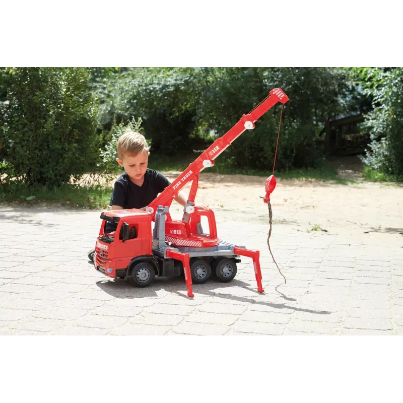 Lena GIGA TRUCKS Wóz strażacki z dźwigiem Arocs, Model wozu z dźwigiem, 3 lat(a), Czarny, Szary, Czerwony