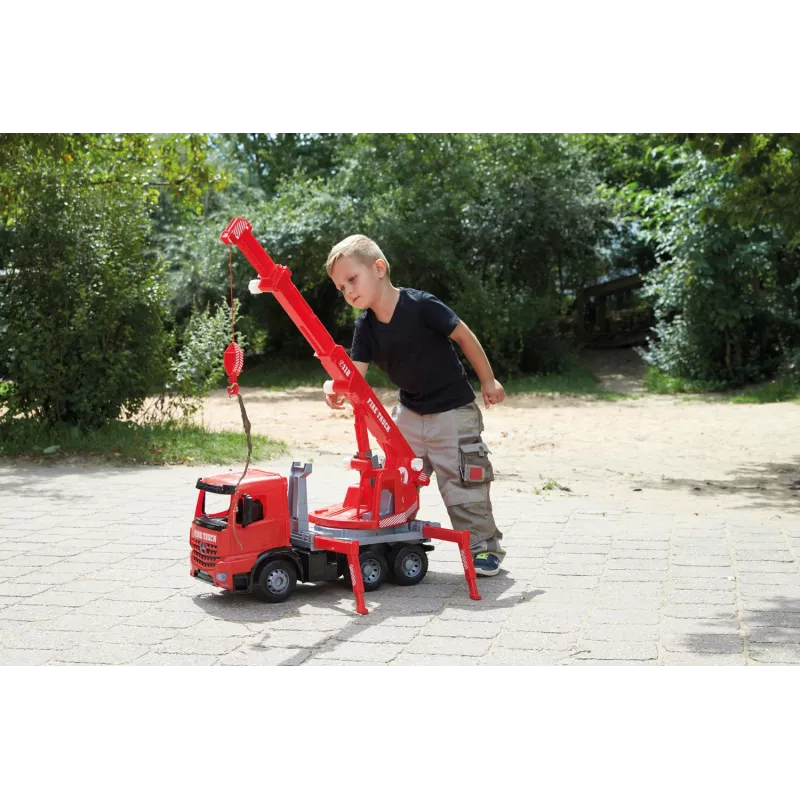 Lena GIGA TRUCKS Wóz strażacki z dźwigiem Arocs, Model wozu z dźwigiem, 3 lat(a), Czarny, Szary, Czerwony
