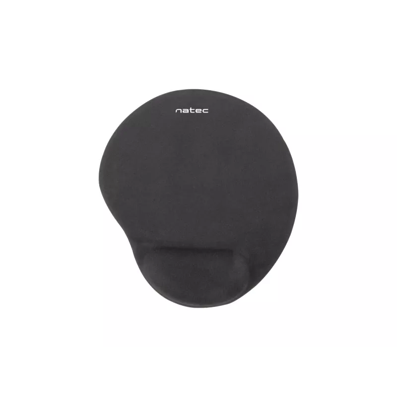 Podkładka pod mysz NATEC Marmot czarna z żelową podpórką pod nadgarstek, powierzchnia materiałowa 245×225×22 mm