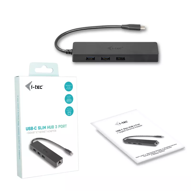 i-tec Advance USB-C cienki Passive HUB 3 Port + Gigabit Ethernet Adapter