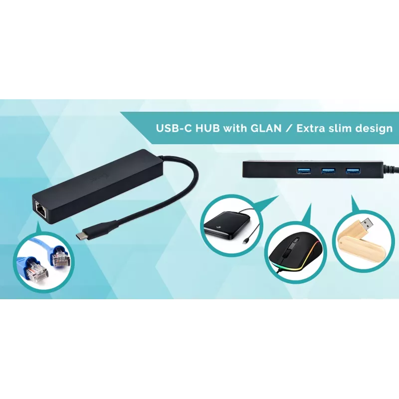 i-tec Advance USB-C cienki Passive HUB 3 Port + Gigabit Ethernet Adapter