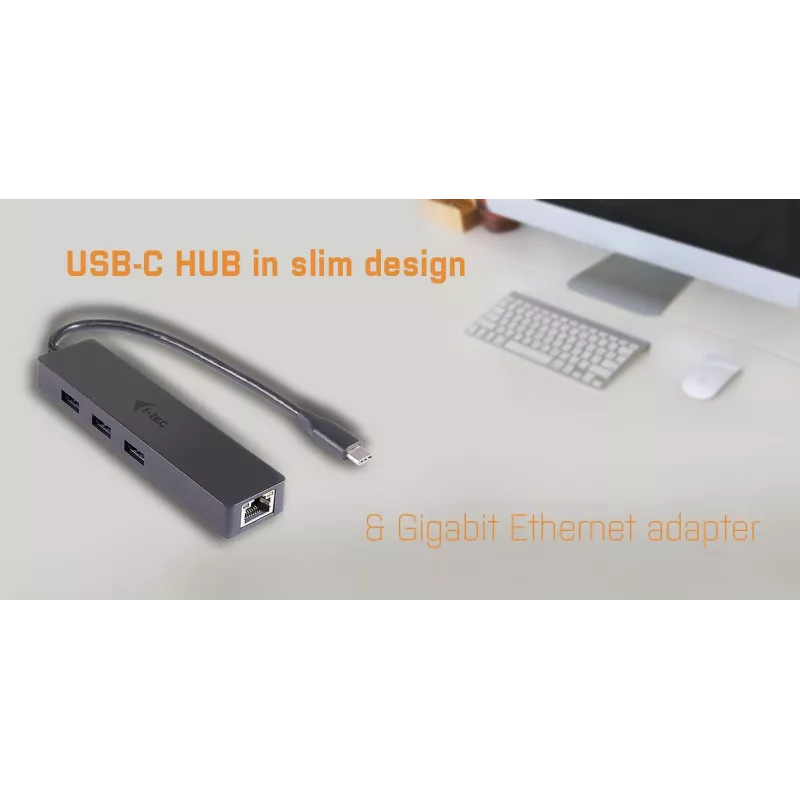 i-tec Advance USB-C cienki Passive HUB 3 Port + Gigabit Ethernet Adapter