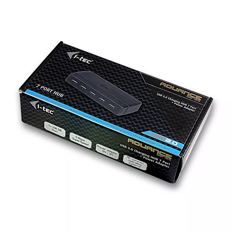 i-tec USB 3.0 Charging HUB 7 Port Power Adapter USB 3.2 Gen 1 Type-B