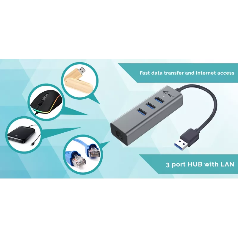 i-tec Metal USB 3.0 HUB 3 Port + Gigabit Ethernet Adapter