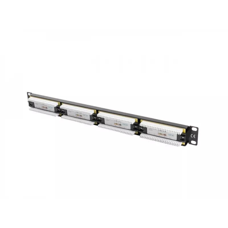 Patch panel 1U LANBERG PPU5-1024-B — 24-port CAT5e, metal, czarny, 445×32.5×44.5 mm