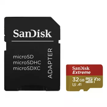 WESTERN DIGITAL SanDisk micro SDXC Extreme 32GB (A1/ V30/ U3/ UHS-I/ Cl.10/ R100/ W60) + adapter do kamery sportowej