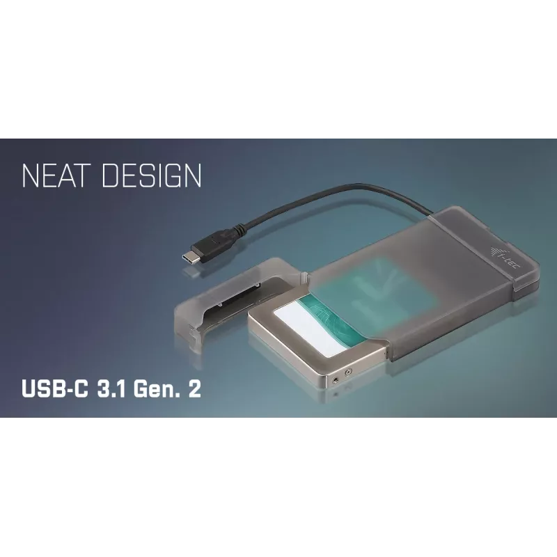 i-tec MySafe USB-C 3.1 Gen. 2 easy, obudowa HDD/SSD, 2,5 cala, Serial ATA, Serial ATA II, Serial ATA III, 10 Gbit/s, łączność USB, czarna