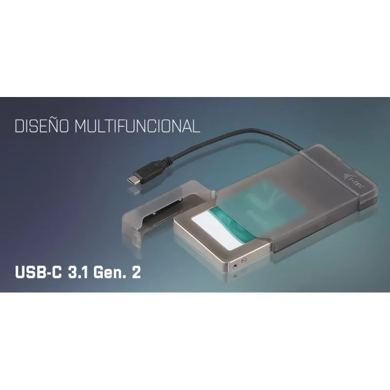 i-tec MySafe USB-C 3.1 Gen. 2 easy, obudowa HDD/SSD, 2,5 cala, Serial ATA, Serial ATA II, Serial ATA III, 10 Gbit/s, łączność USB, czarna