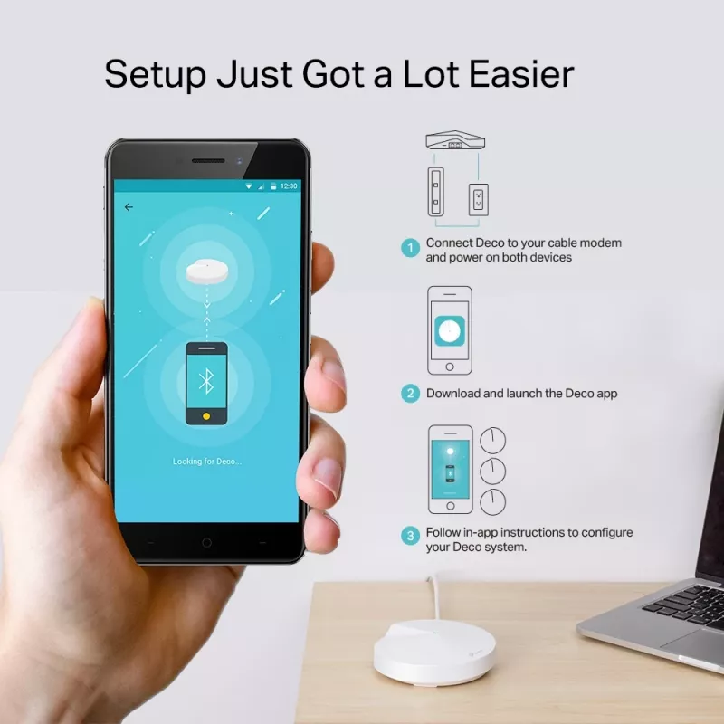 TP-Link AC1300 Deco Whole Home Mesh Wi-Fi System, 3 szt., Biały, Wewnętrzna, System mesh, Dwuzakresowy (2,4 GHz / 5 GHz), Wi-Fi 5 (802.11ac), 1300 Mbit/s