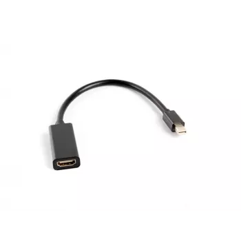 Adapter kablowy wideo LANBERG Mini DisplayPort (męski) do HDMI Typ A (żeński), 0,2 m, 1920x1200 @60Hz, DisplayPort 1.2, czarny