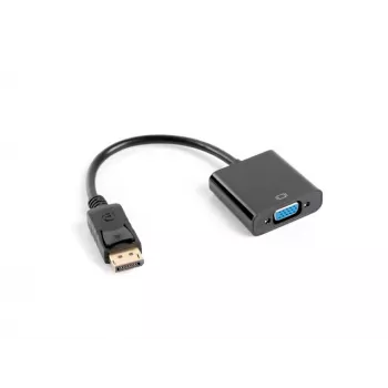 Adapter kabla wideo LANBERG AD-0002-BK — VGA (żeński) na DisplayPort (męski), 0,2 m, 1920×1200@60Hz, DP 1.1a, czarny