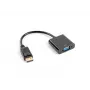 Adapter kabla wideo LANBERG AD-0002-BK — VGA (żeński) na DisplayPort (męski), 0,2 m, 1920×1200@60Hz, DP 1.1a, czarny