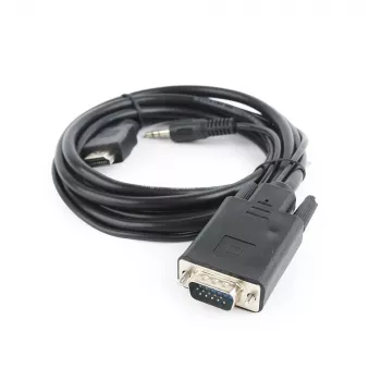 adapter kablowya GEMBIRD HDMI na VGA i audio, pojedynczy port, 1,8 m - czarny