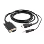 adapter kablowya GEMBIRD HDMI na VGA i audio, jedno portowe, 3 m, czarny