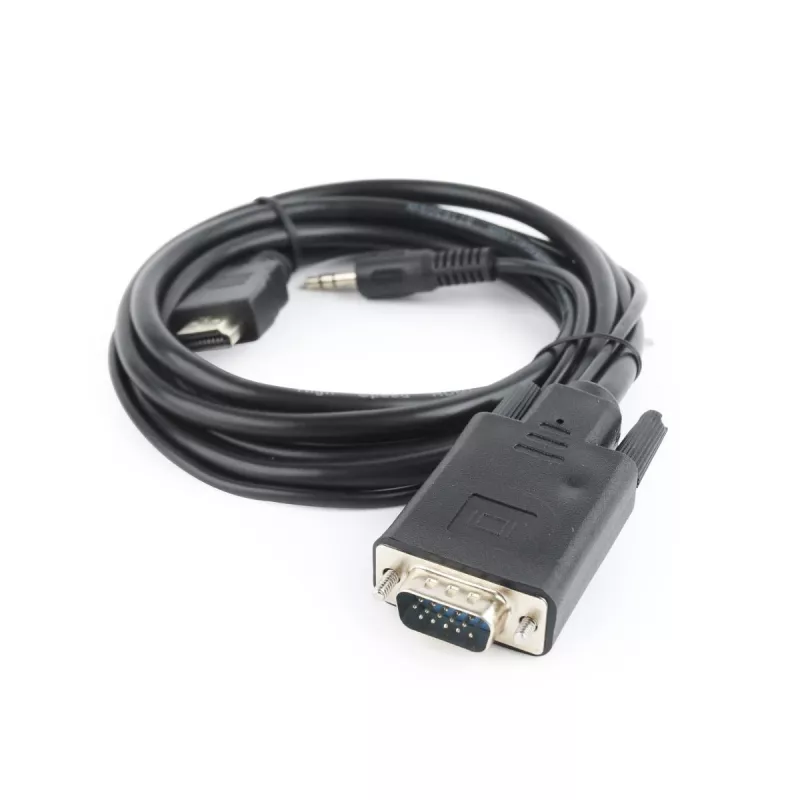 adapter kablowya GEMBIRD HDMI na VGA i audio, jedno portowe, 3 m, czarny