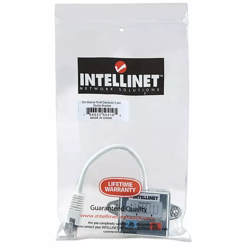 Intellinet 2-Port Modular Distributor, Cat5e, FTP, allows two RJ45 ports to share one Cat5e kabel sieciowy