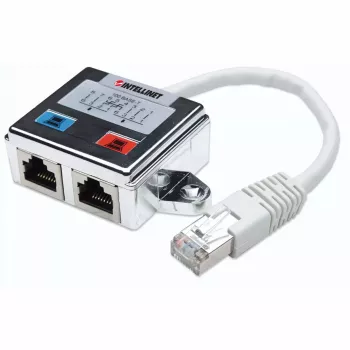 Intellinet 2-Port Modular Distributor, Cat5e, FTP, allows two RJ45 ports to share one Cat5e kabel sieciowy