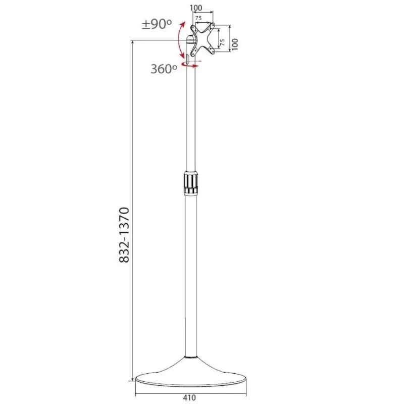 Techly ICA-TR10 stojak na wyświetlacze reklamowe 68,6 cm (27 cali) srebrny