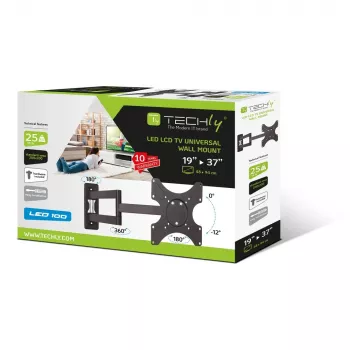 Uchwyt ścienny Techly 19-37 cali do telewizora LED LCD, uchylny, 3 przeguby, czarny” ICA-LCD 2903
