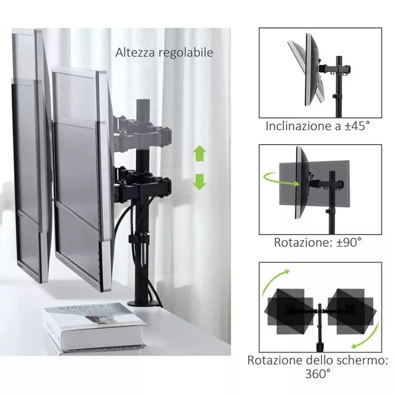 Techly 13-27 inch Desk Stand for 2 Monitor with Clamp” ICA-LCD 482-D