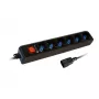 Techly Moc Strip 6 Sockets Czarny with VDE Plug IUPS-PCP-6V