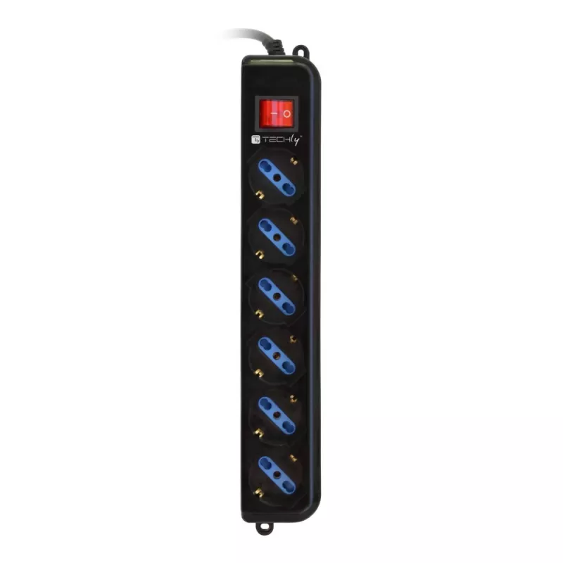 Techly Moc Strip 6 Sockets Czarny with VDE Plug IUPS-PCP-6V
