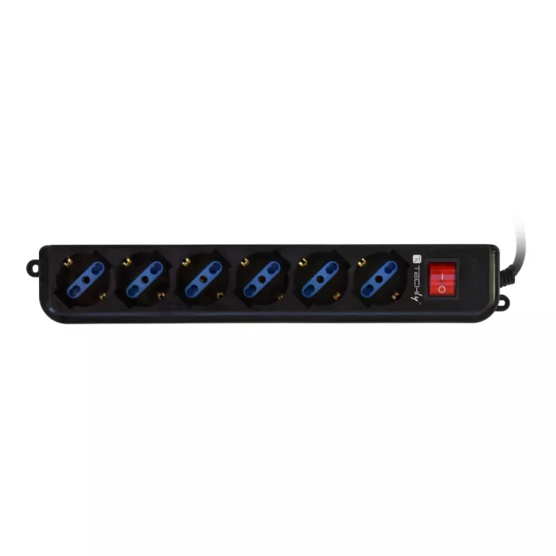 Techly Moc Strip 6 Sockets Czarny with VDE Plug IUPS-PCP-6V
