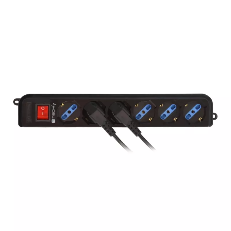 Techly Moc Strip 6 Sockets Czarny with VDE Plug IUPS-PCP-6V