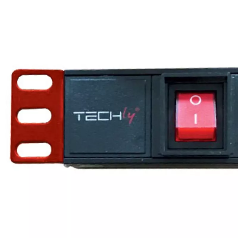 Techly I-CASE STRIP-81UD listwa zasilająca (PDU) 8 gniazd AC 1U Czarny, Czerwony