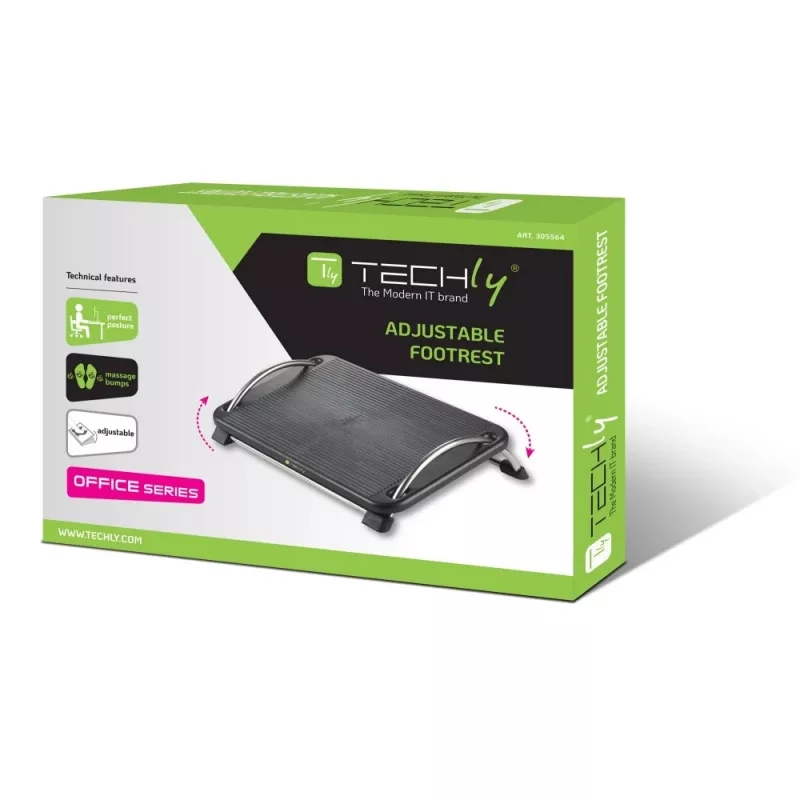 Techly Regulowany podnóżek ICA-FR 13, czarny, tworzywo ABS, 430 mm, 280 mm, 1,24 kg