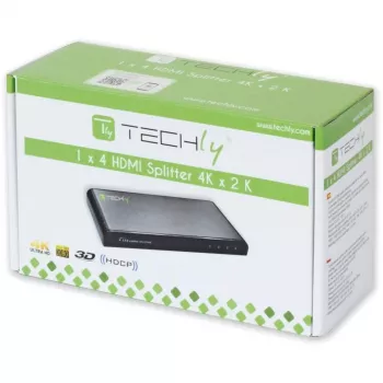 Techly Splitter HDMI 4 way 4K*2K IDATA HDMI-4K4, HDMI, 4x HDMI, 1x HDMI F, 4096 x 2160 pikseli, Czarny, 36 bit
